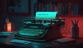 Type in Style: 80s Typewriter in Neon Hues Royalty Free Stock Photo