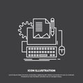 Type Writer, paper, computer, paper, keyboard Icon. Line vector symbol for UI and UX, website or mobile application Royalty Free Stock Photo