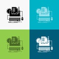 Type Writer, paper, computer, paper, keyboard Icon Over Various Background. glyph style design, designed for web and app. Eps 10 Royalty Free Stock Photo