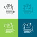 Type Writer, paper, computer, paper, keyboard Icon Over Various Background. Line style design, designed for web and app. Eps 10 Royalty Free Stock Photo