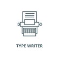 Type writer vector line icon, linear concept, outline sign, symbol Royalty Free Stock Photo