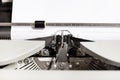 Typebar hits ink ribbon in mechanical typewriter Royalty Free Stock Photo
