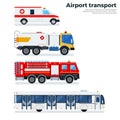 Types of airport transport on white