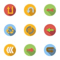 Types of arrows icons set, flat style