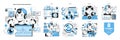 Types of artificial neural network applications set. Self-learning computing Royalty Free Stock Photo