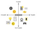 types of assets for Fungibility, Fungibility, Non-Fungibility, tangible and intangible asset