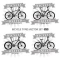 Types of bicycles in the form of silhouettes. Royalty Free Stock Photo