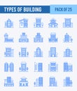 25 Types of Building. Two Color icons Pack. vector illustration