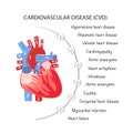 Types of cardiovascular diseases on a poster for interns and medical institutions Royalty Free Stock Photo