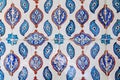 Types of ceramic tiles with Arabic ornament. Blue floral pattern. Turkish ceramics Royalty Free Stock Photo