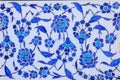 Types of ceramic tiles with Arabic ornament. Blue floral pattern. Turkish ceramics