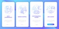 Types of coding blue gradient onboarding mobile app screen