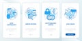 Types of coding blue onboarding mobile app screen