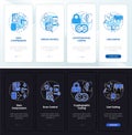 Types of coding night and day mode onboarding mobile app screen