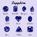Types of cuts of Sapphire Royalty Free Stock Photo