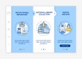 Types of digital libraries onboarding vector template