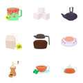 Types of drinks icons set, cartoon style