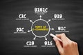 Types of ecommerce diagram displaying B2C, B2B, C2C, D2C, C2B, B2G and B2B2C digital commerce business models Royalty Free Stock Photo