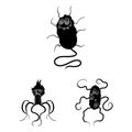 Types of funny microbes black icons in set collection for design. Microbes pathogenic vector symbol stock web