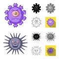 Types of funny microbes cartoon,black,flat,monochrome,outline icons in set collection for design. Microbes pathogenic Royalty Free Stock Photo