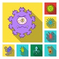 Types of funny microbes flat icons in set collection for design. Microbes pathogenic vector symbol stock web