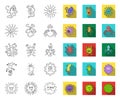 Types of funny microbes outline,flat icons in set collection for design. Microbes pathogenic vector symbol stock web