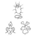 Types of funny microbes outline icons in set collection for design. Microbes pathogenic vector symbol stock web Royalty Free Stock Photo