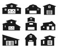 Types of Garages Icons Set, Simple Style Silhouettes Royalty Free Stock Photo