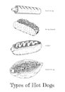 Types of Hot Dogs Royalty Free Stock Photo