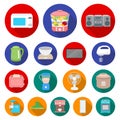 Types of household appliances flat icons in set collection for design.Kitchen equipment vector symbol stock web Royalty Free Stock Photo