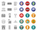 Types of household appliances mono,flat icons in set collection for design.Kitchen equipment vector symbol stock web Royalty Free Stock Photo