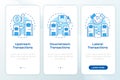 Types of intra group transactions blue onboarding mobile app screen Royalty Free Stock Photo