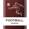 Emblen, logo, template for a football, soccer club, team with a football player. Royalty Free Stock Photo