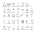 Types of medical services in the hospital set of line icons in vector, illustration rheumatology and laparoscopic