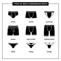 Types of men`s underwear pants Royalty Free Stock Photo