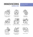 Types of migration - line design style icons set