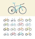 Types of modern bikes flat vector illustrations set Royalty Free Stock Photo