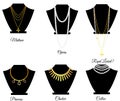 Types of necklaces by length Royalty Free Stock Photo