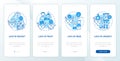 Types of objections blue onboarding mobile app screen