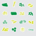 Types of pasta food stickers eps10 Royalty Free Stock Photo