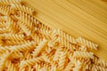 Types of pasta on full frame. shapes of handmade pasta. real life atmosphere. from durum wheat homemade pasta . Mediterranean