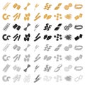 Types of pasta set icons in cartoon style. Big collection of types of pasta vector symbol stock illustration