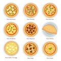 Types of pizza, traditional Italian cuisine and bakered food Royalty Free Stock Photo