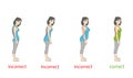 Types of posture women. vector illustration. Royalty Free Stock Photo