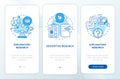 Types of scientific research onboarding mobile app page screen with concepts Royalty Free Stock Photo