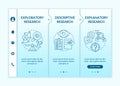 Types of scientific research onboarding vector template