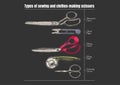 Types of sewing and clothes-making scissors