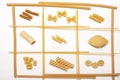 Types and shapes of pasta Royalty Free Stock Photo