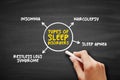 Types of sleep disorders - conditions that affect sleep quality, timing, or duration Royalty Free Stock Photo