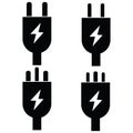 Types of socket plugs icon set icon. Cable plugs type usa, uk, eu sign. Electric plugs symbol. flat style